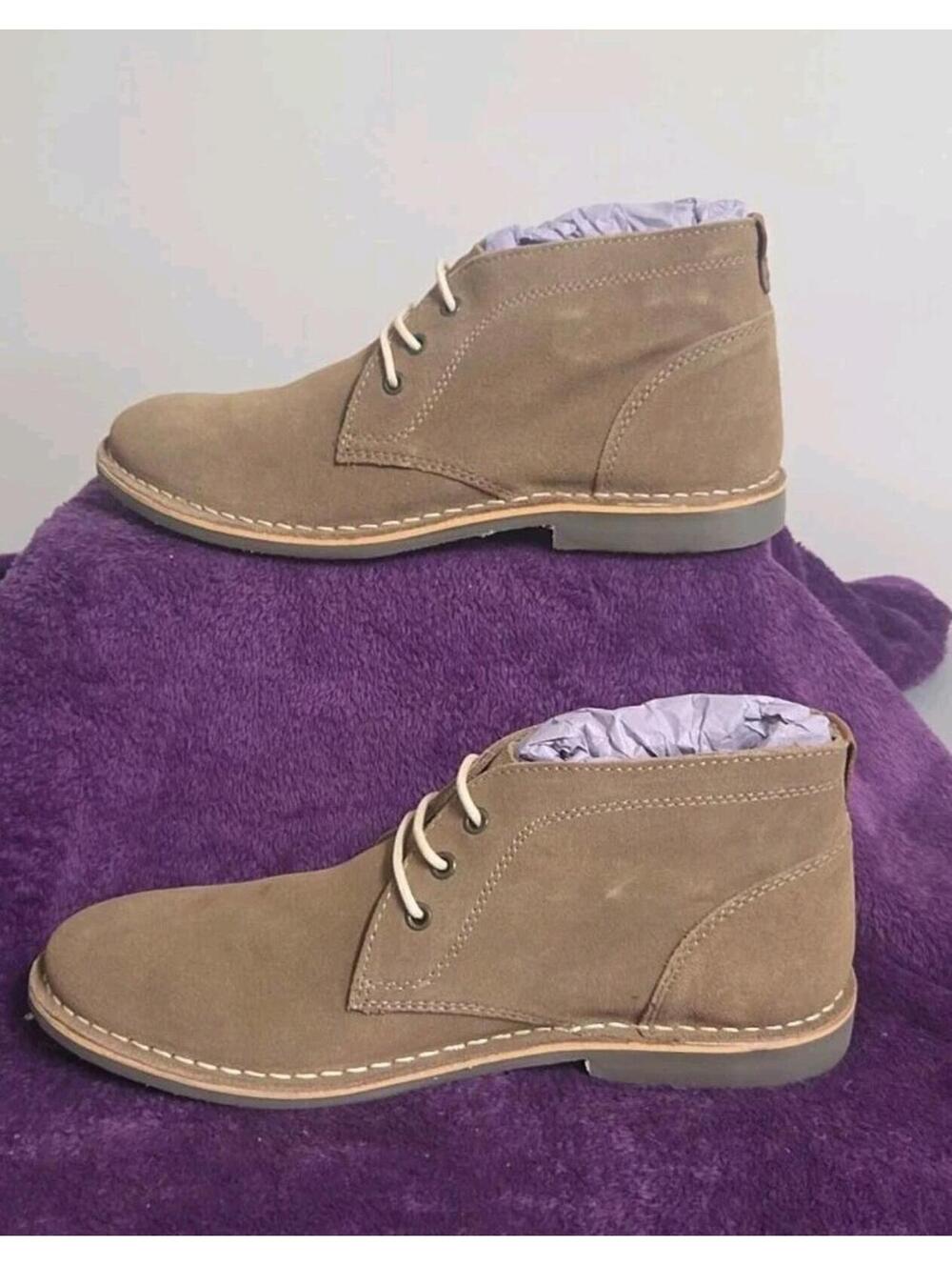 Franco Fortini Men's Hudson Lace Up Chukka Boot Shoes, Taupe Size 7.5